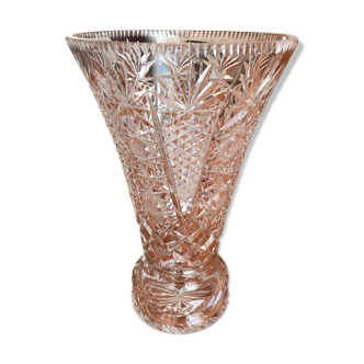 Cut crystal vase on foot