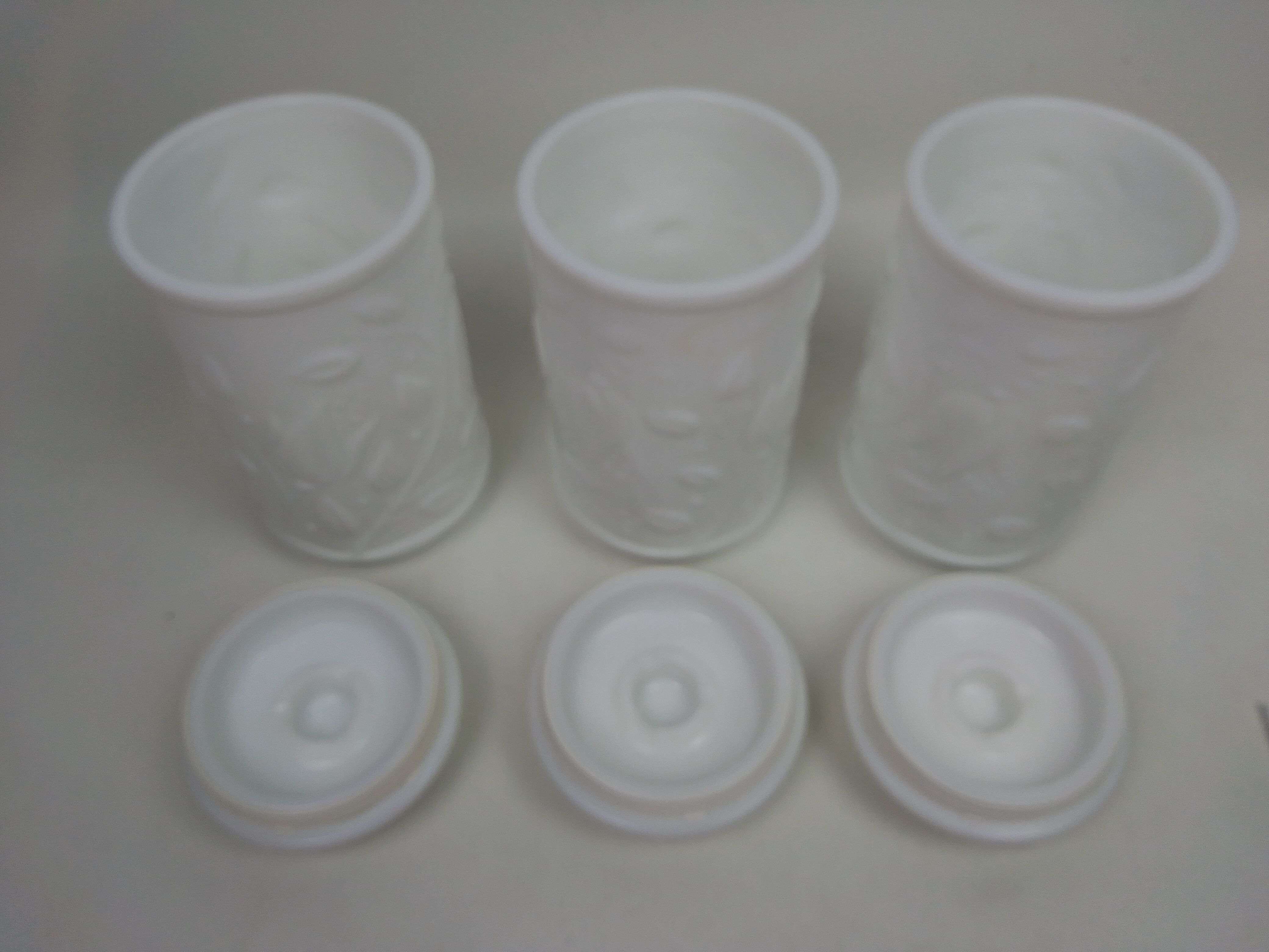 3 airtight opaline glass jars