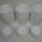 3 airtight opaline glass jars