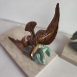 Pair of greenhouses books art deco birds