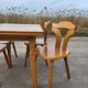 Vintage dining set - blond oak 1970s - extendable table and 4 chairs