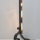 Poliarte Brutalist Italian Wrought Iron and Color Raw Glass Floor Lamp, 60