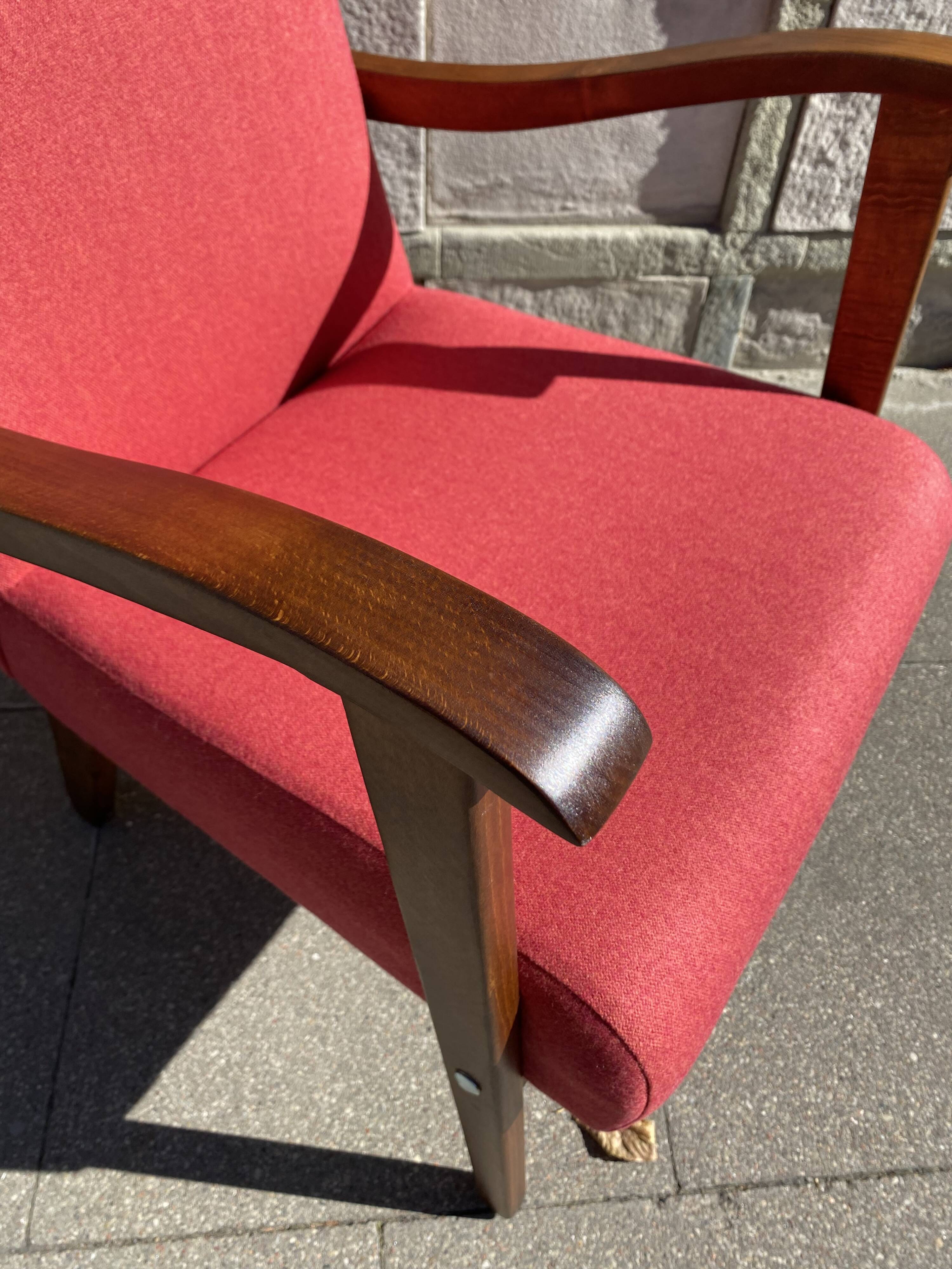 Armchair from the 1960s, Polish People's Republic, after complete renovation, wool.