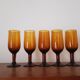 Set of 5 amber stemmed glasses