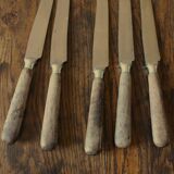 Set of 5 old knives with wooden handles