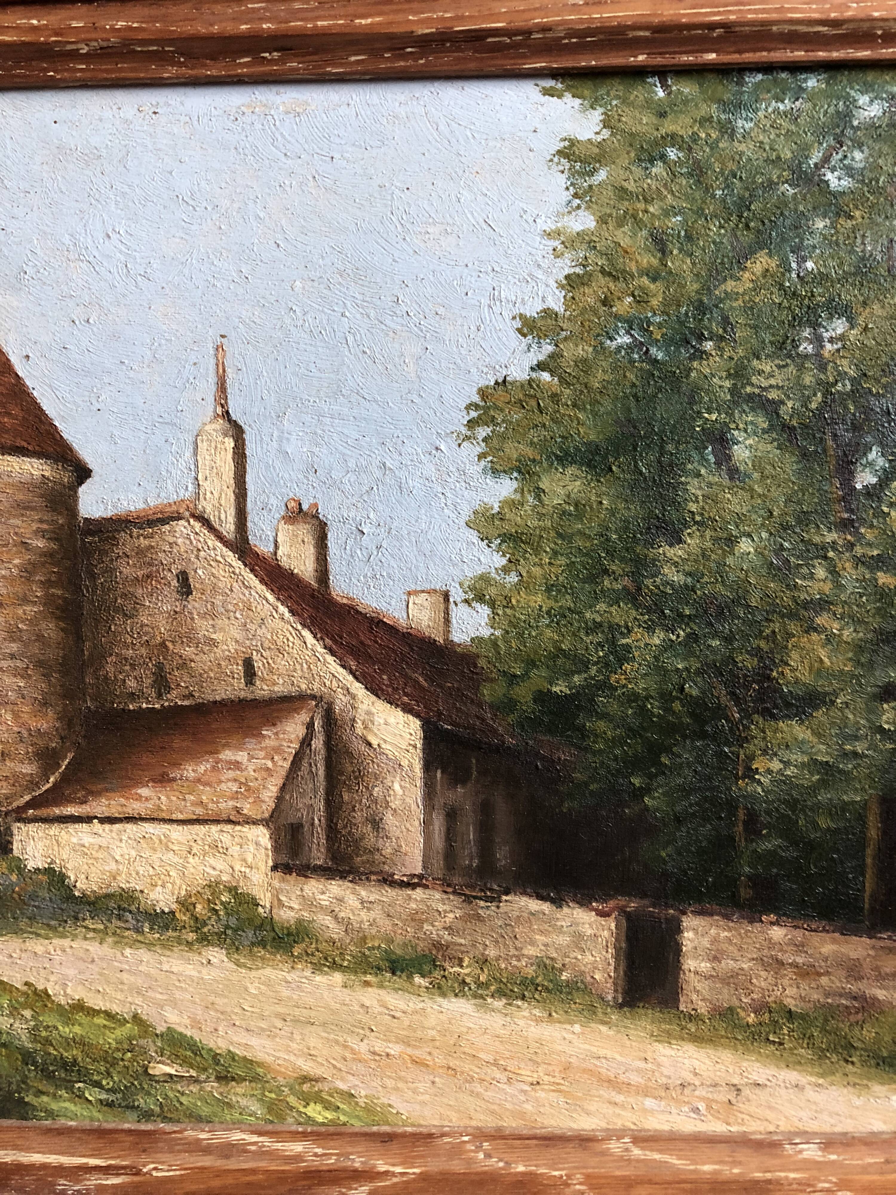 Oil on panel signed with vintage wooden frame