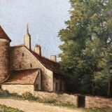 Huile sur panneau signé avec cadre bois vintage