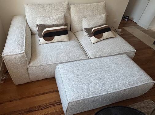 sofa, armchair and pouf