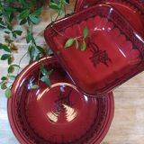 Set of 3 red salad bowls
