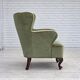 1960s, Scandinavian armchair, green furniture velour, oak wood legs.