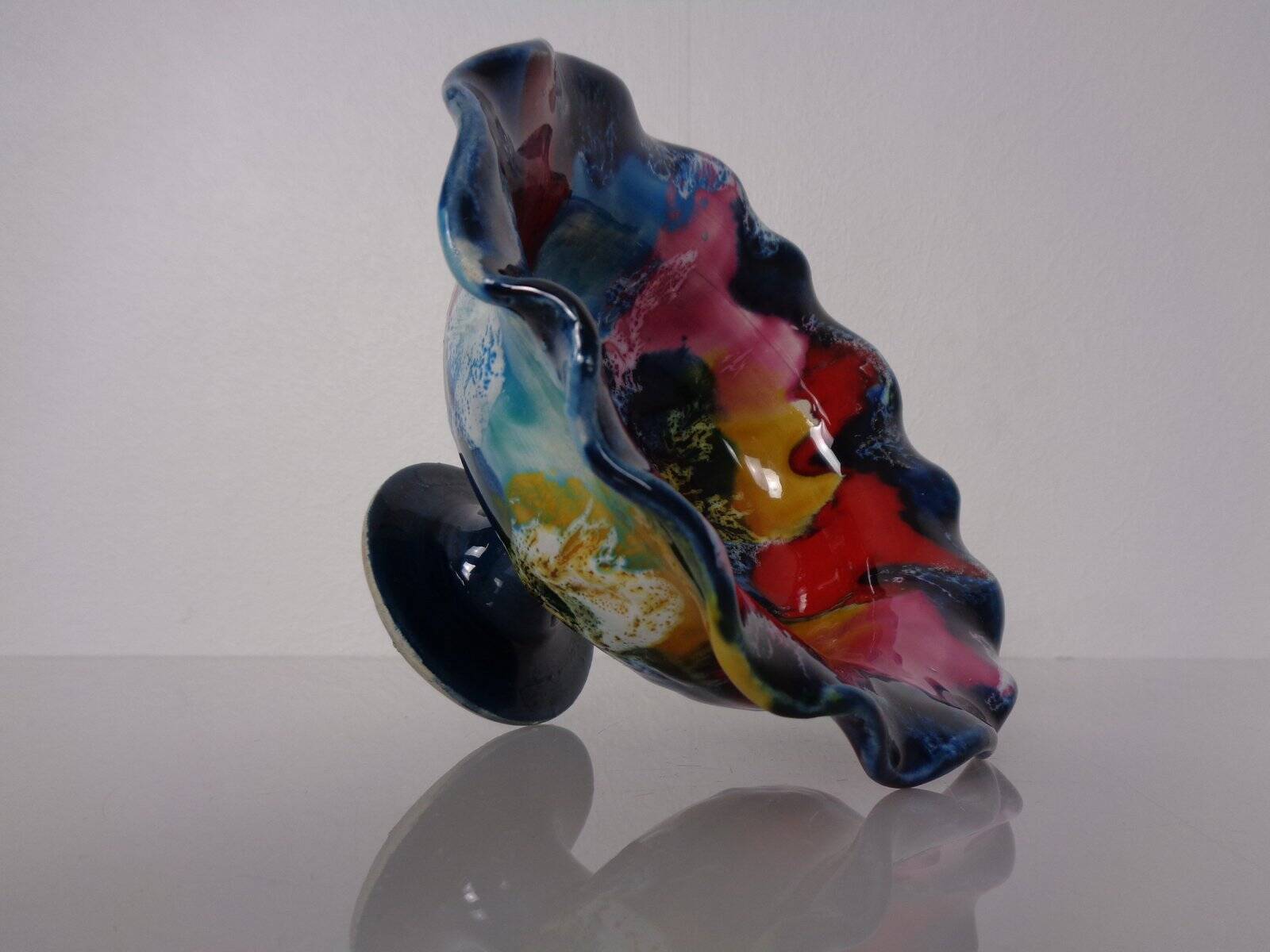 French multicoloured studio ceramic bowl from Vallauris, 1970s