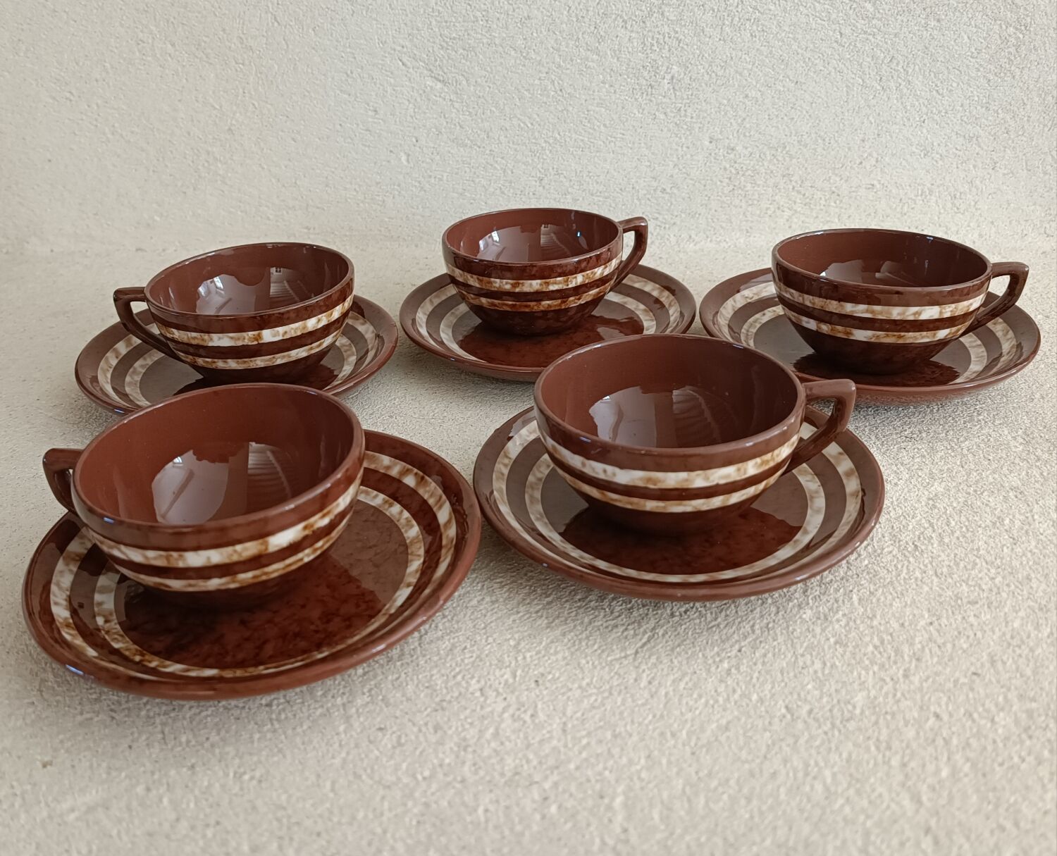 Set of 5 cups and 1 milk jug Mary Sarreguemines