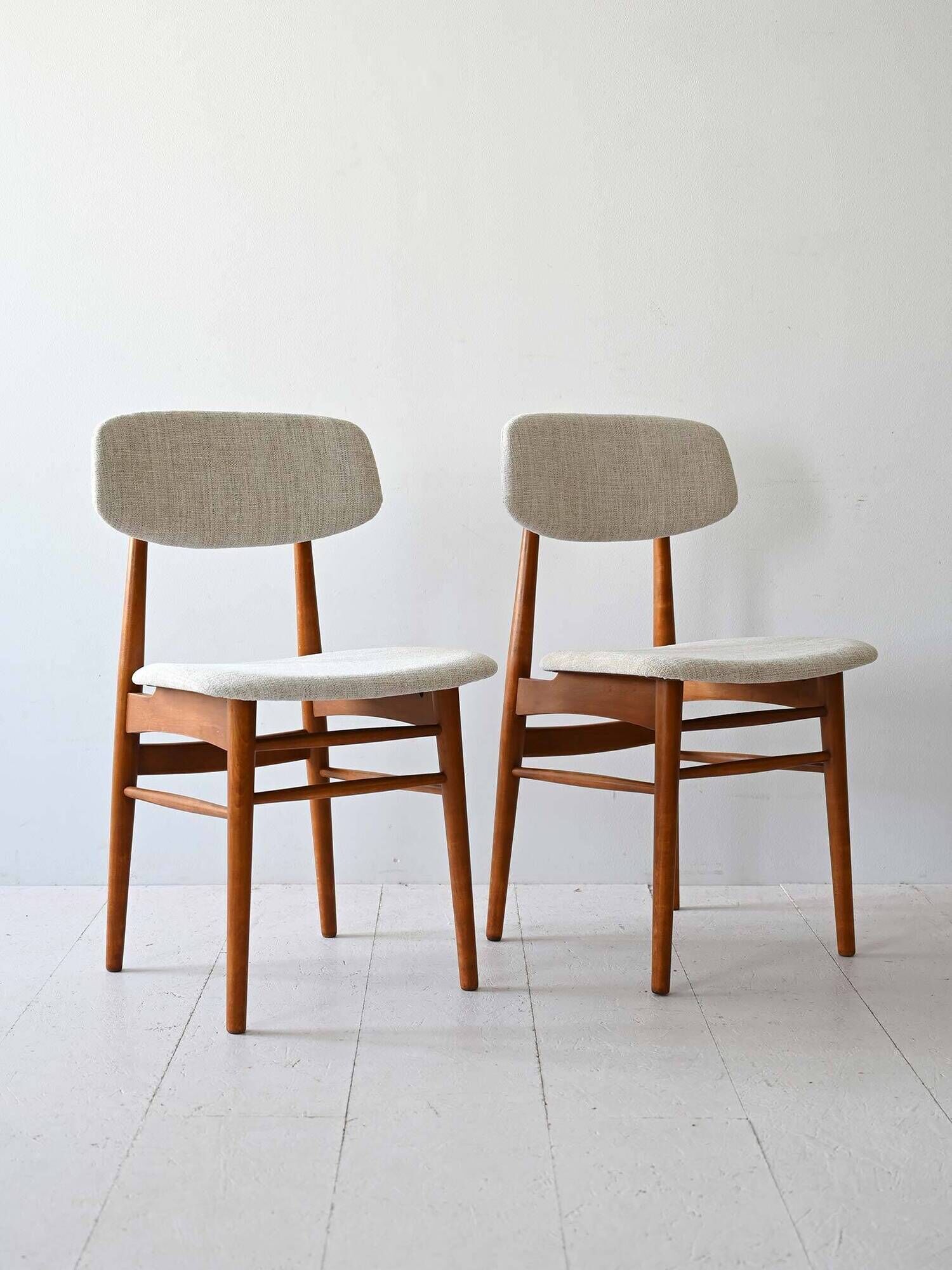 Pair of Scandinavian chairs in wood and fabric
