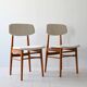 Pair of Scandinavian chairs in wood and fabric