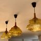 Trio of 3 glass chandelier suspensions GDR 1970 Veb Narva