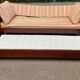 Convertible sofa bed, pull-out bed, solid wood and fabric, 200cm