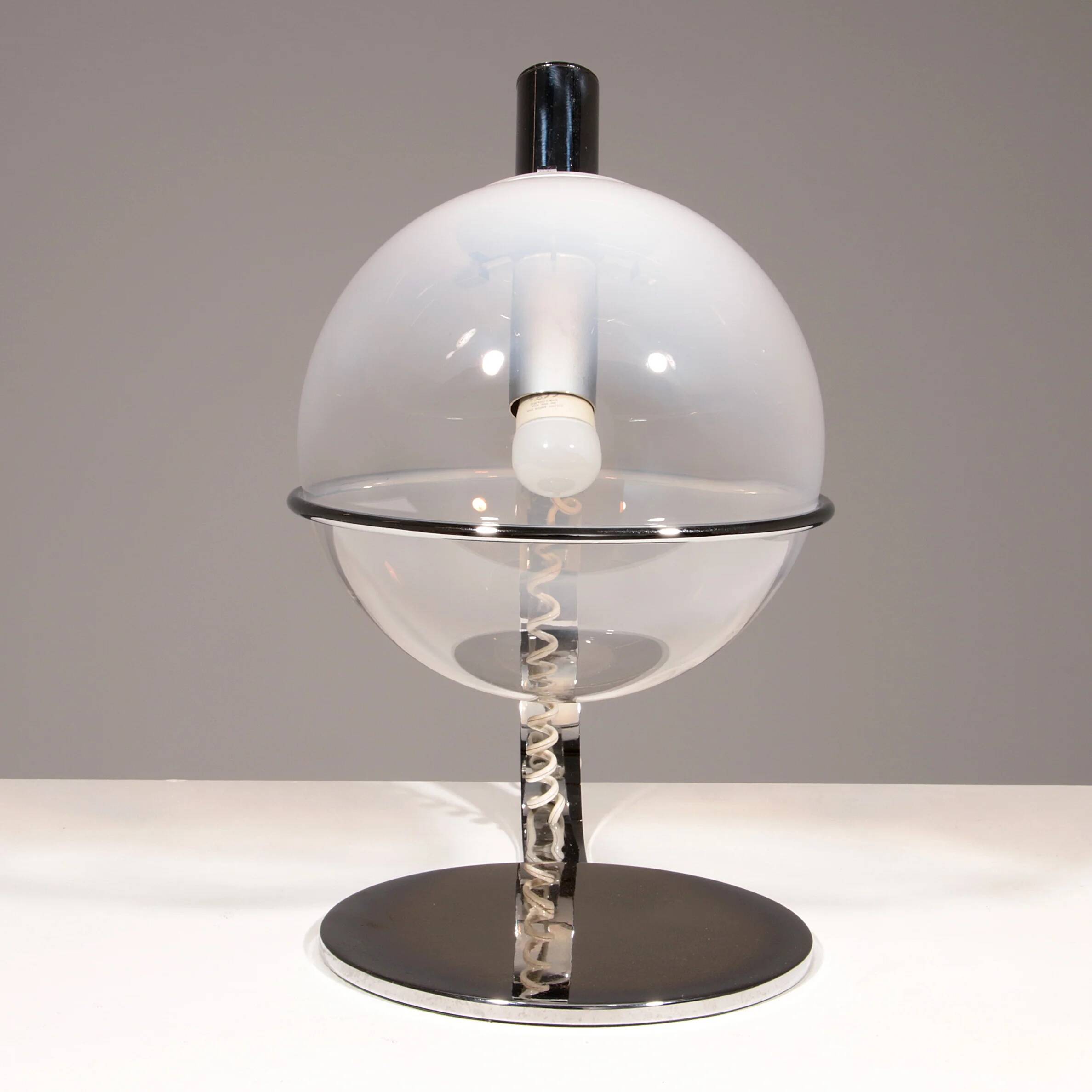 Italian design chrome and glass table lamp, 1960