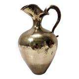Vintage Embossed Copper and Brass Pitcher Vase by Egidio Casagrande, Italy