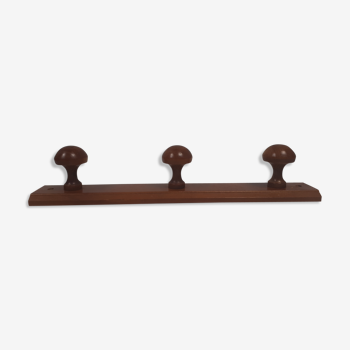 1970 vintage wooden coat rack 3 crochets