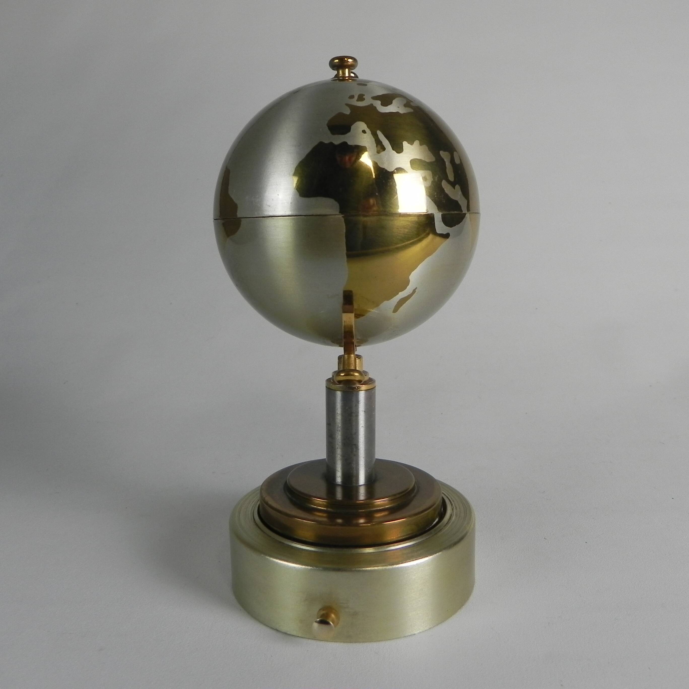 Vintage terrestrial globe cigarette holder with music box, windmill, 1960s
