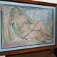 Mixed media painting on bare cardboard by Bruno Saetti