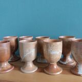 8 verres à pied tasses en grès de Puisaye