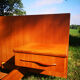 Vintage double double bed Exotic wood built-in hanging bedside tables
