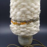 Pair of bedside lamps in stoneware and wool lampshades - Vintage around 1970