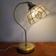 Swan neck lamp. Brass lampshade with mother-of-pearl leaf patterns.