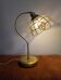 Swan neck lamp. Brass lampshade with mother-of-pearl leaf patterns.