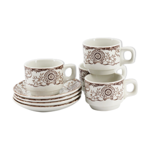 Lot de 4 tasses et sous tasse duraline