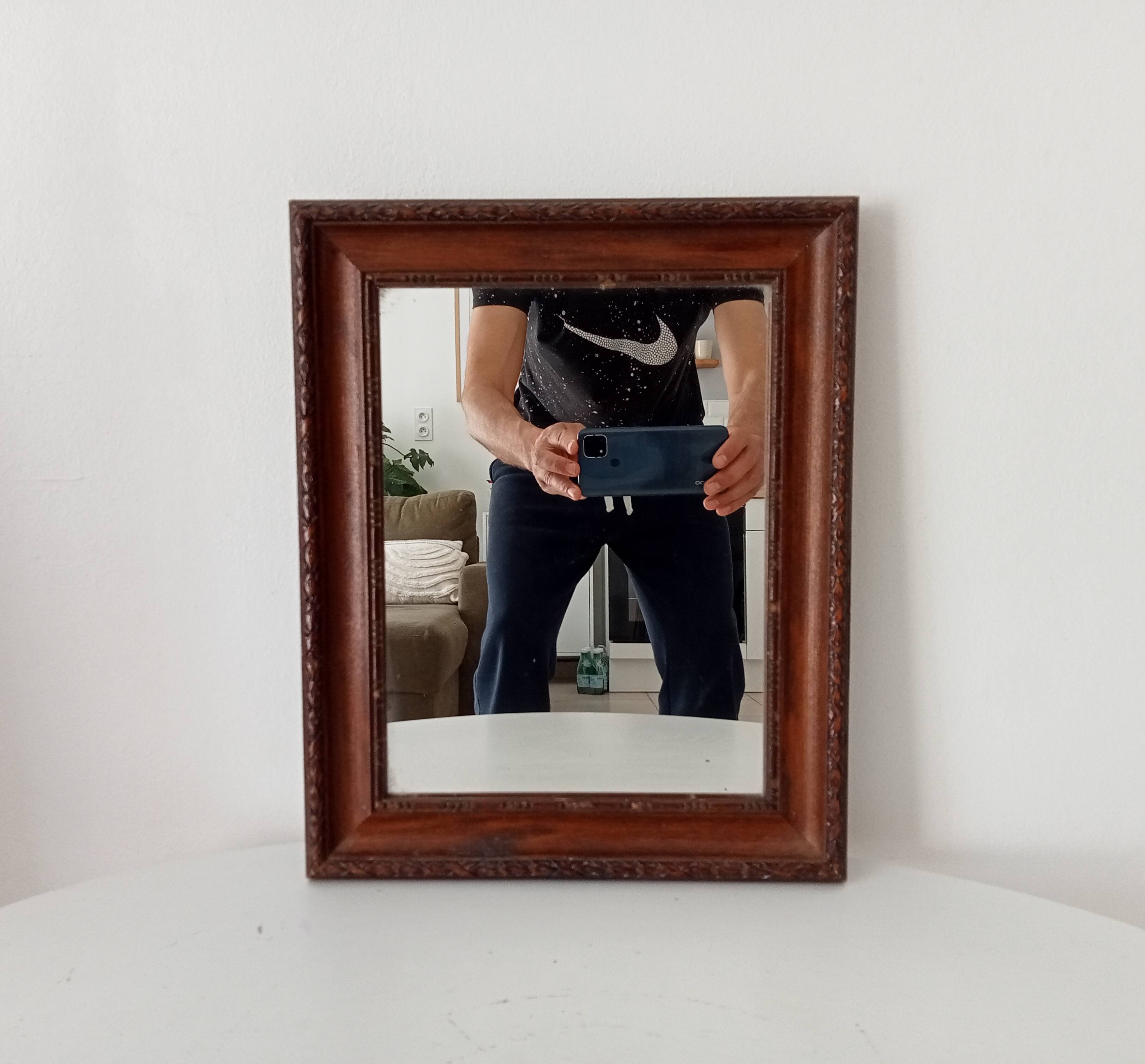 Antique carved wooden mirror from the 1940s/50s.