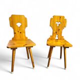 4 x chaises folk / Tyroler / en pin / 1970