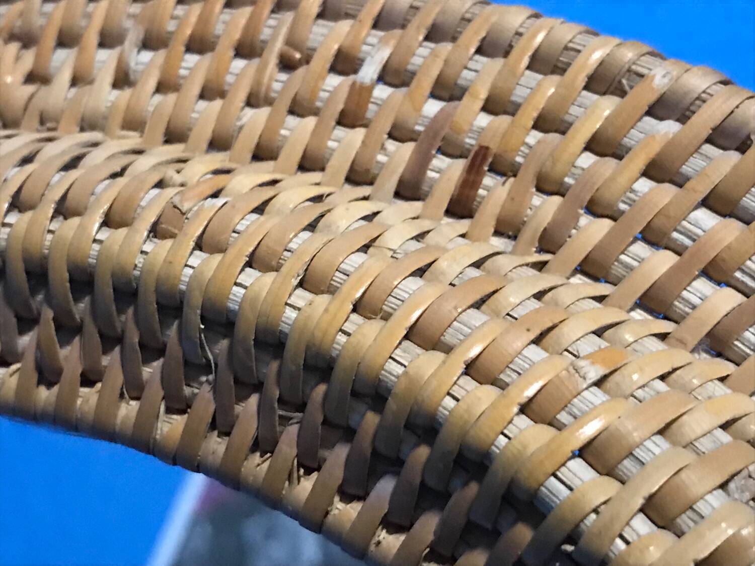 Old vintage wicker rattan mirror