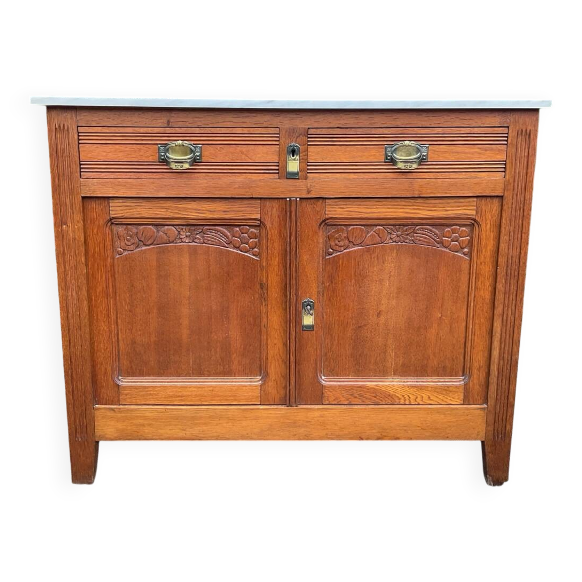 Ancien Buffet parisien en chêne et marbre
