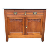 Antique Parisian oak and marble sideboard