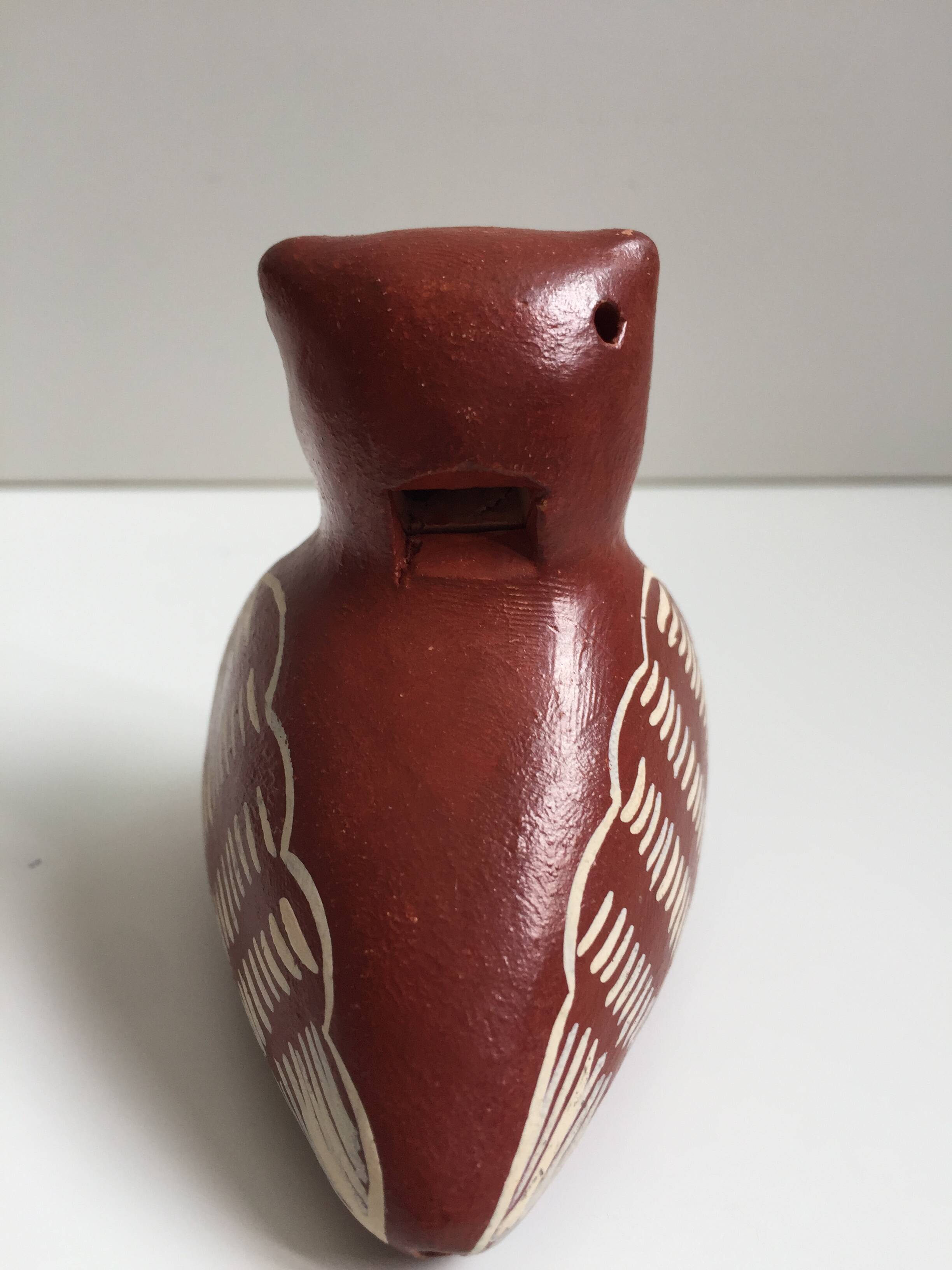 Ceramic Sculpture Figurine Whistle Call Owl Tawny Owl Nazca Chimu..