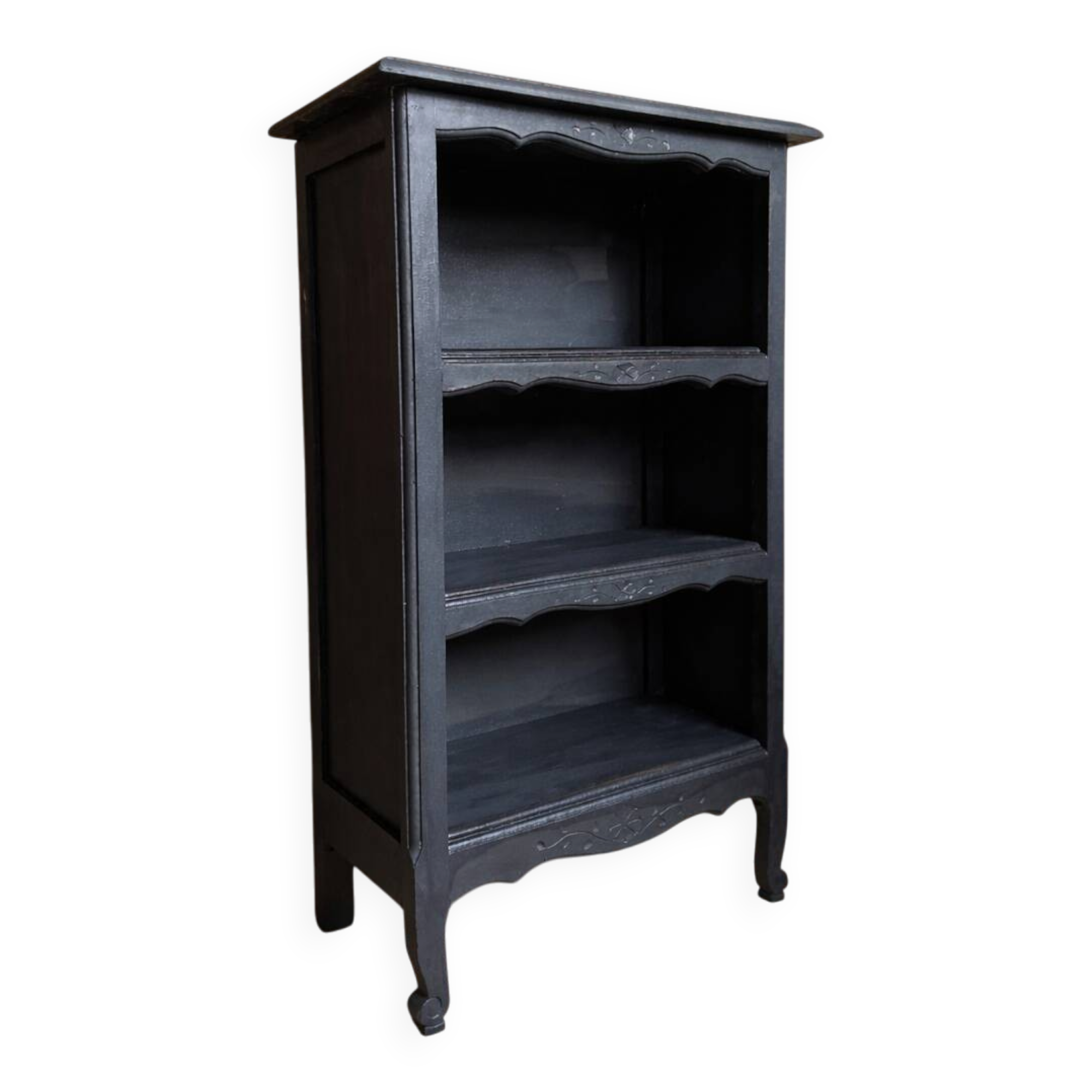 Antique mini oak bookcase – small 19th-century library with slate patina, a lovely rarity.