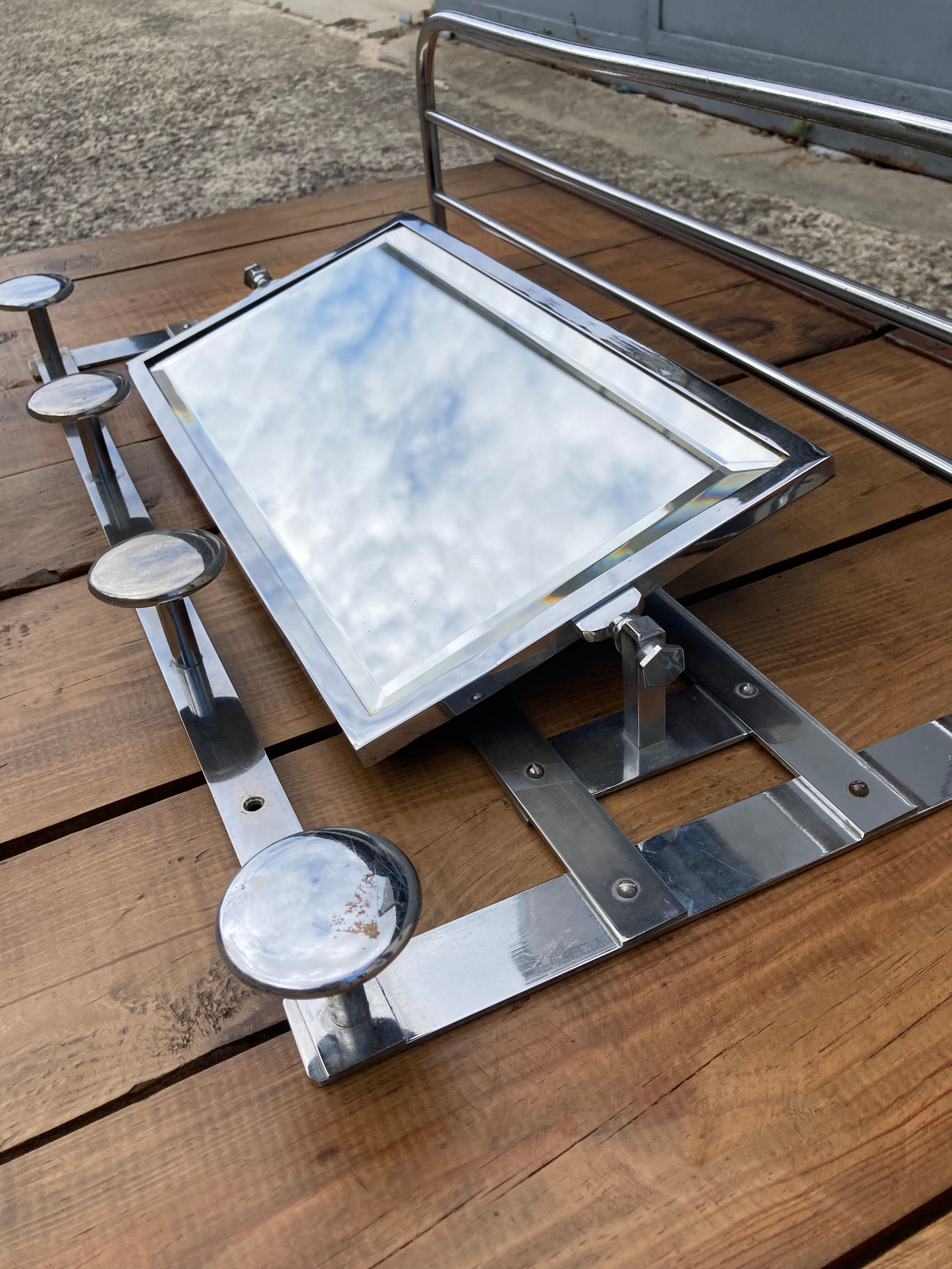 Wall coat rack / 50s chrome cloakroom