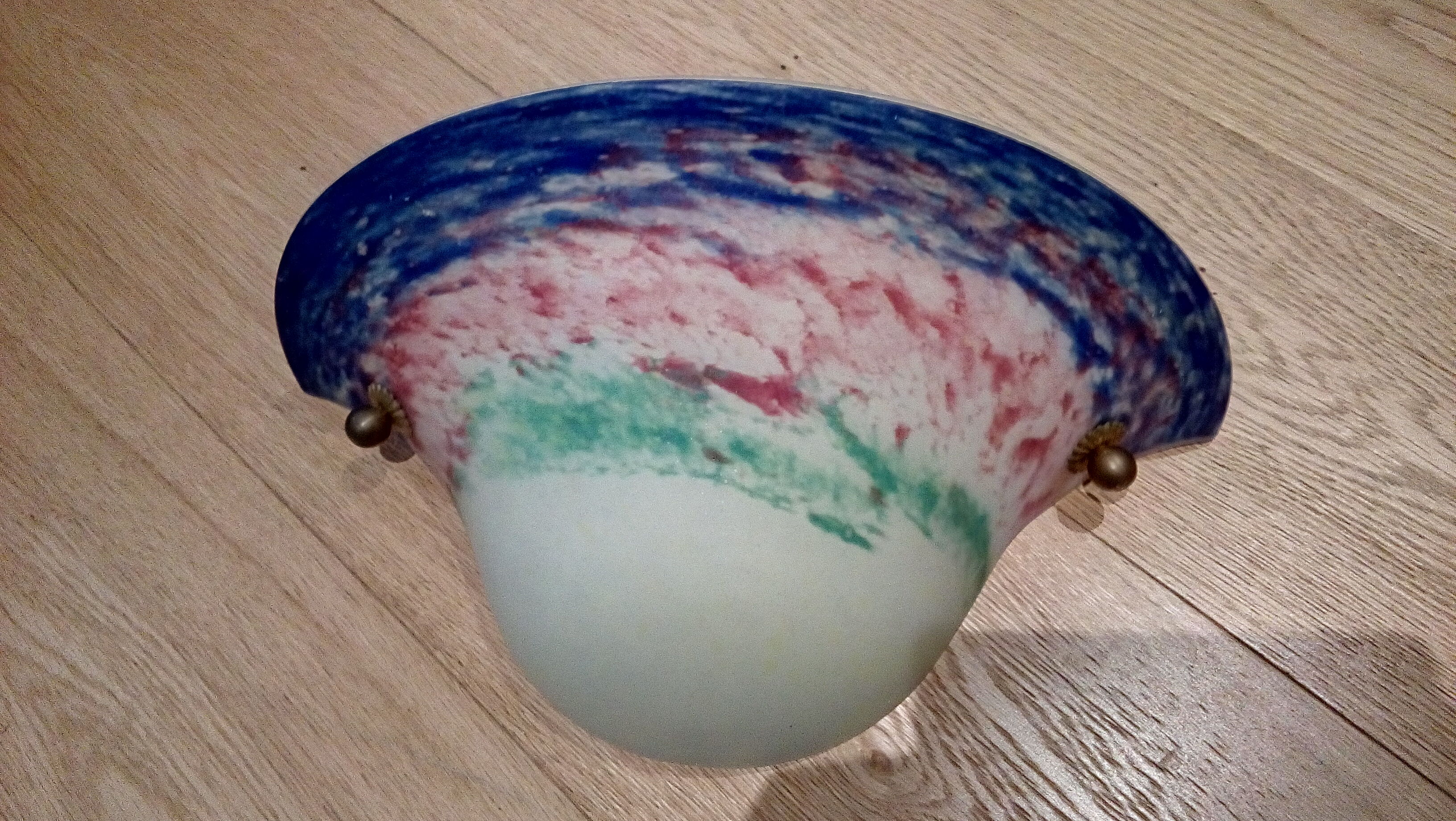 Duo of glass paste wall lamps