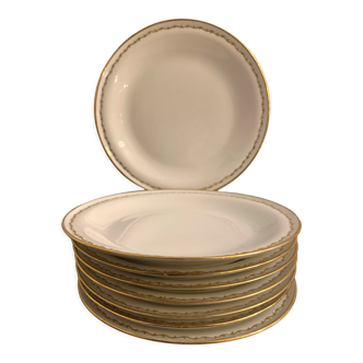 8 dessert plates in French porcelain AT & La Celle Saint Cloud