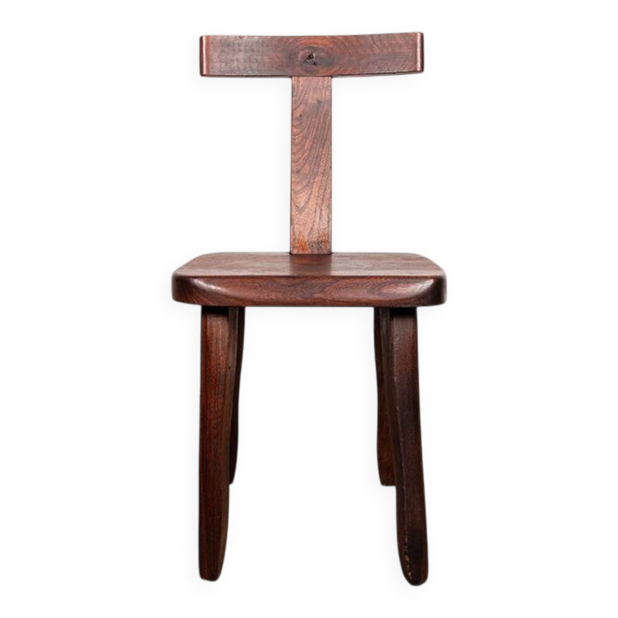 Set of 4 Scandinavian chairs in solid Elm, model T in the style of Olavi Hannin.