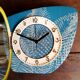 Vintage clock asymmetrical silent wall pendulum "Golden Green"