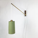 Danish brass and teak wall light, Denmark, 1960s