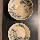 Antique porcelain salad bowl Terre de Fer, Christmas rose, large assorted plate