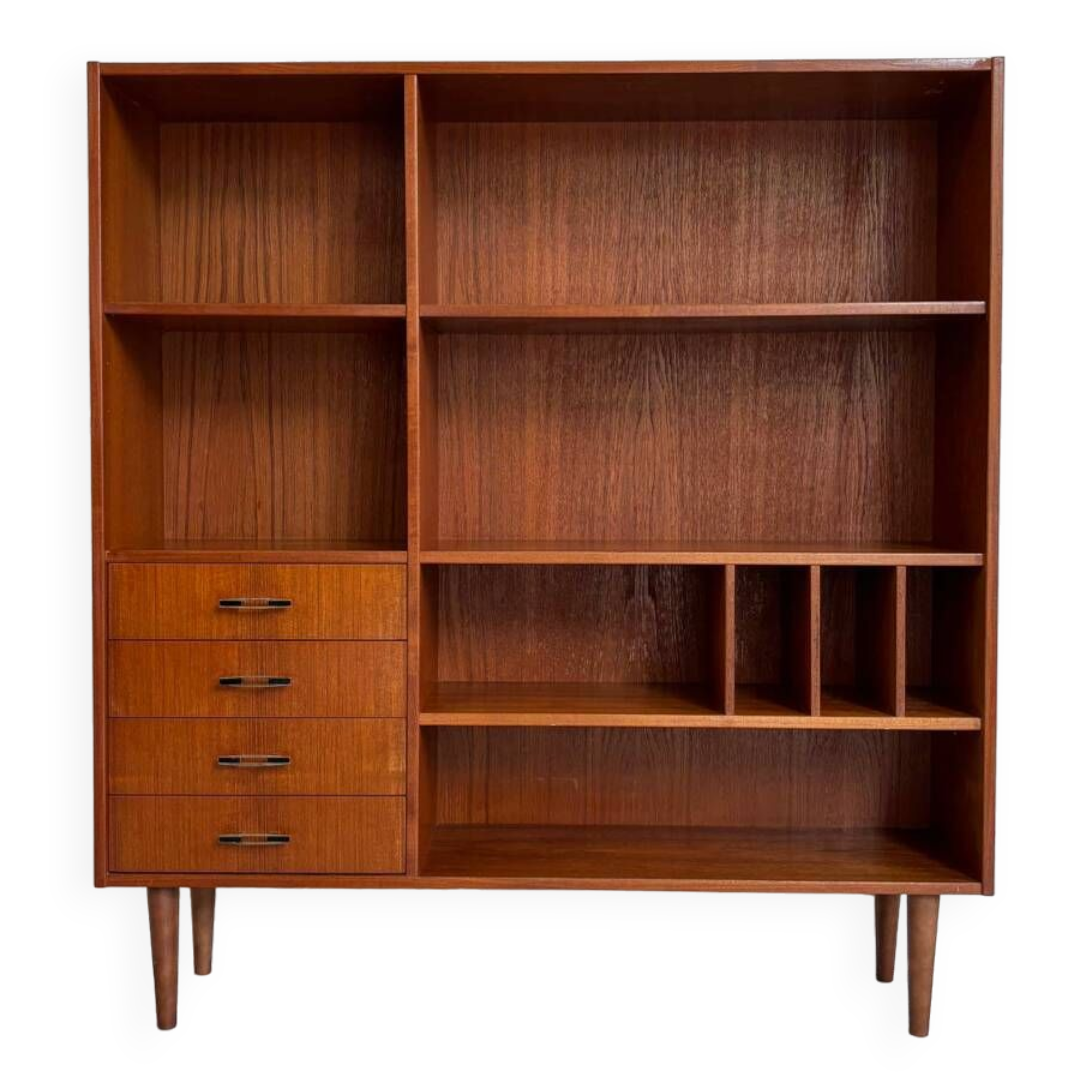 Vintage bookcase with drawers teak