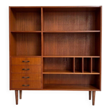 Vintage bookcase with drawers teak