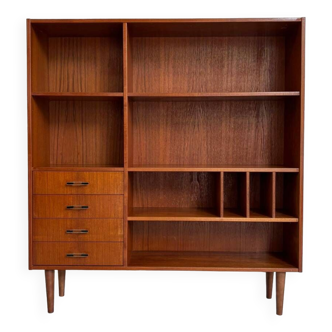 Vintage bookcase with drawers teak