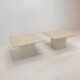Set de 2 tables basses ou d’appoint en travertin italien, années 1980