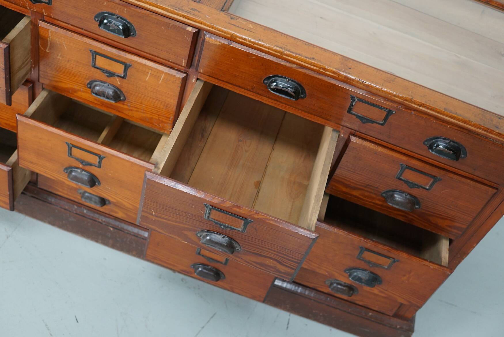 Large Pitch Pine Jewelry Counter/Cabinet, Paris, France, 1930s
